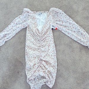 Pink floral long sleeve mini dress